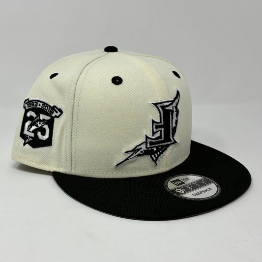 9Fifty Florida Marlins Upside Down 25th Anniversary Cream/Black Cap- Gray UV