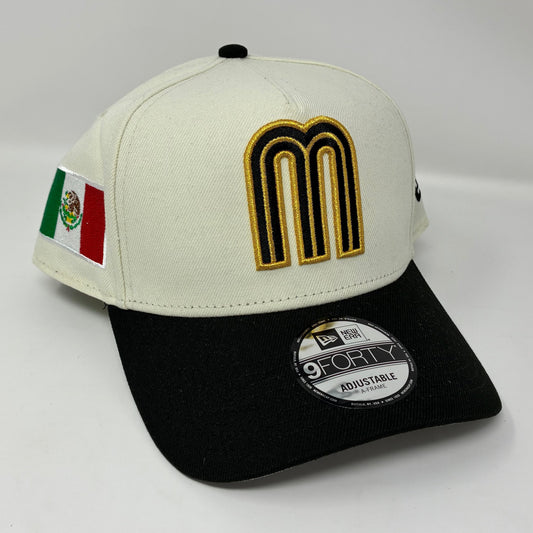 9Forty A-Frame Snapback Mexico World Baseball Classic W/ Flag Chrome/Black - Gray UV Cap