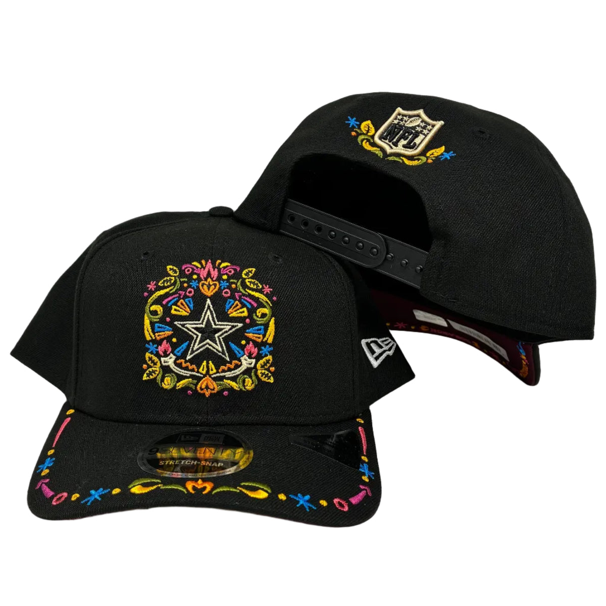 Black Color Pop 9Seventy Stretch-Snap Dallas Cowboys Cap