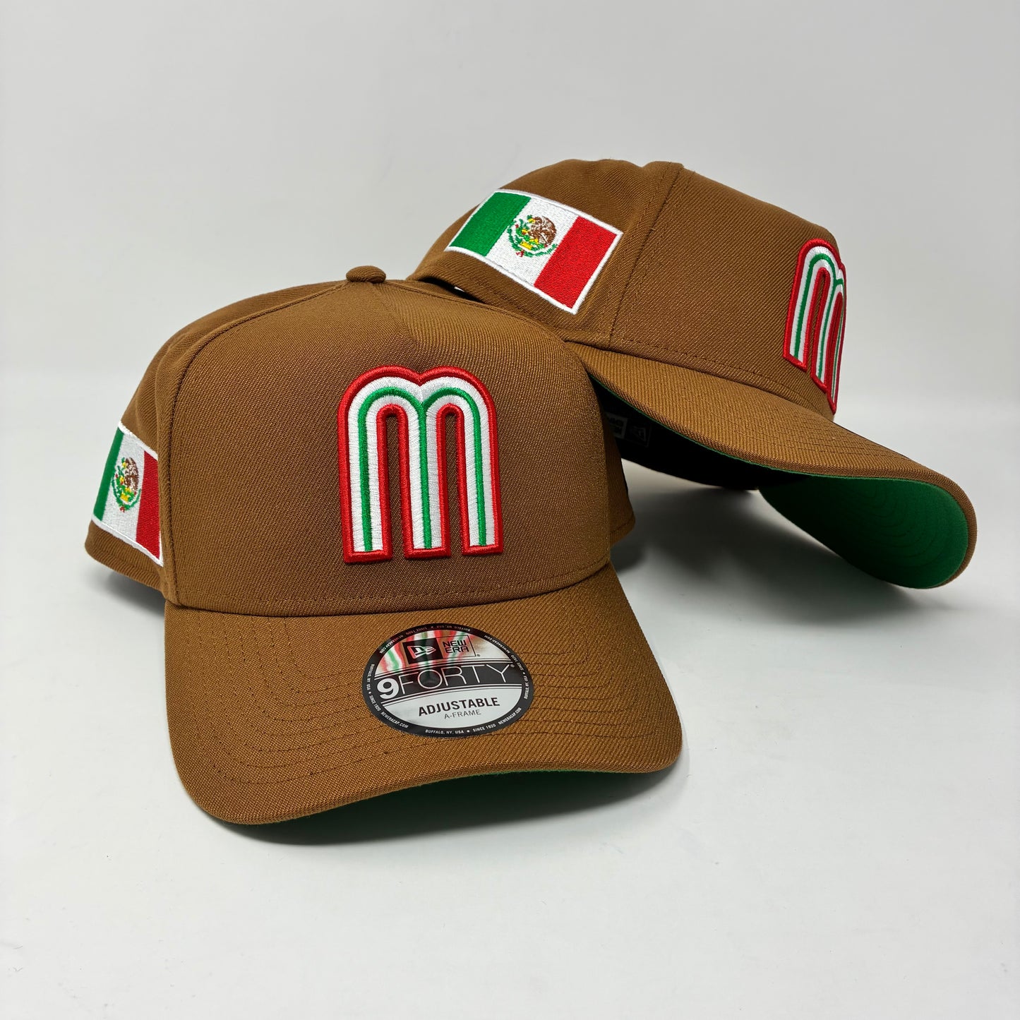 9Forty Mexico Bronze Brown Mexico Flag Cap- Green UV