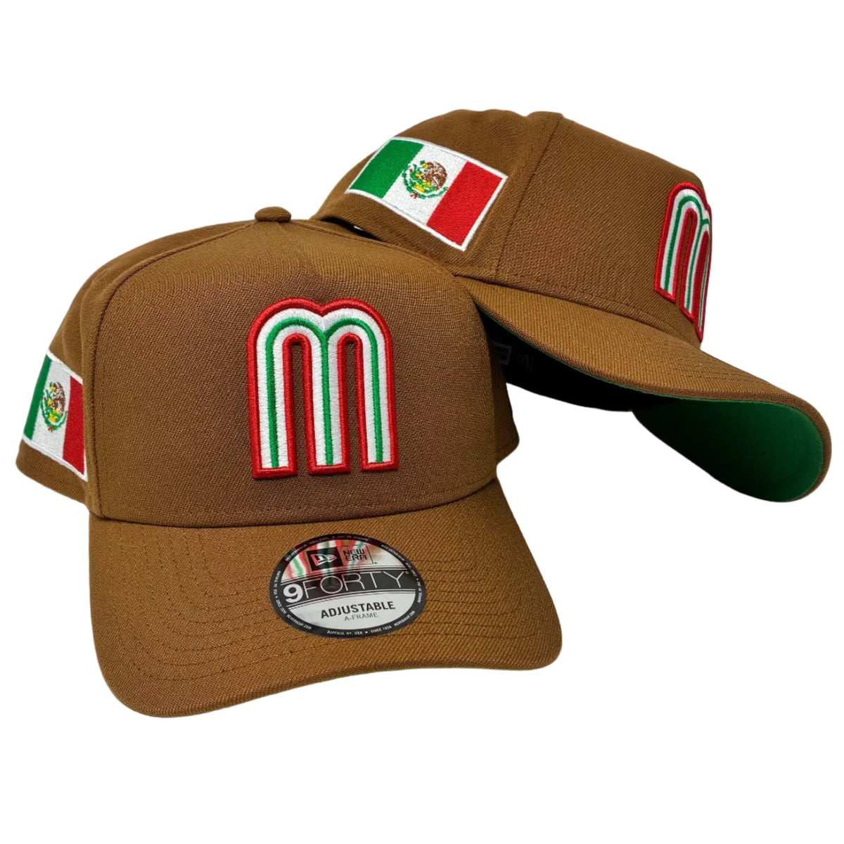 9Forty Mexico Bronze Brown Flag Cap- Green UV
