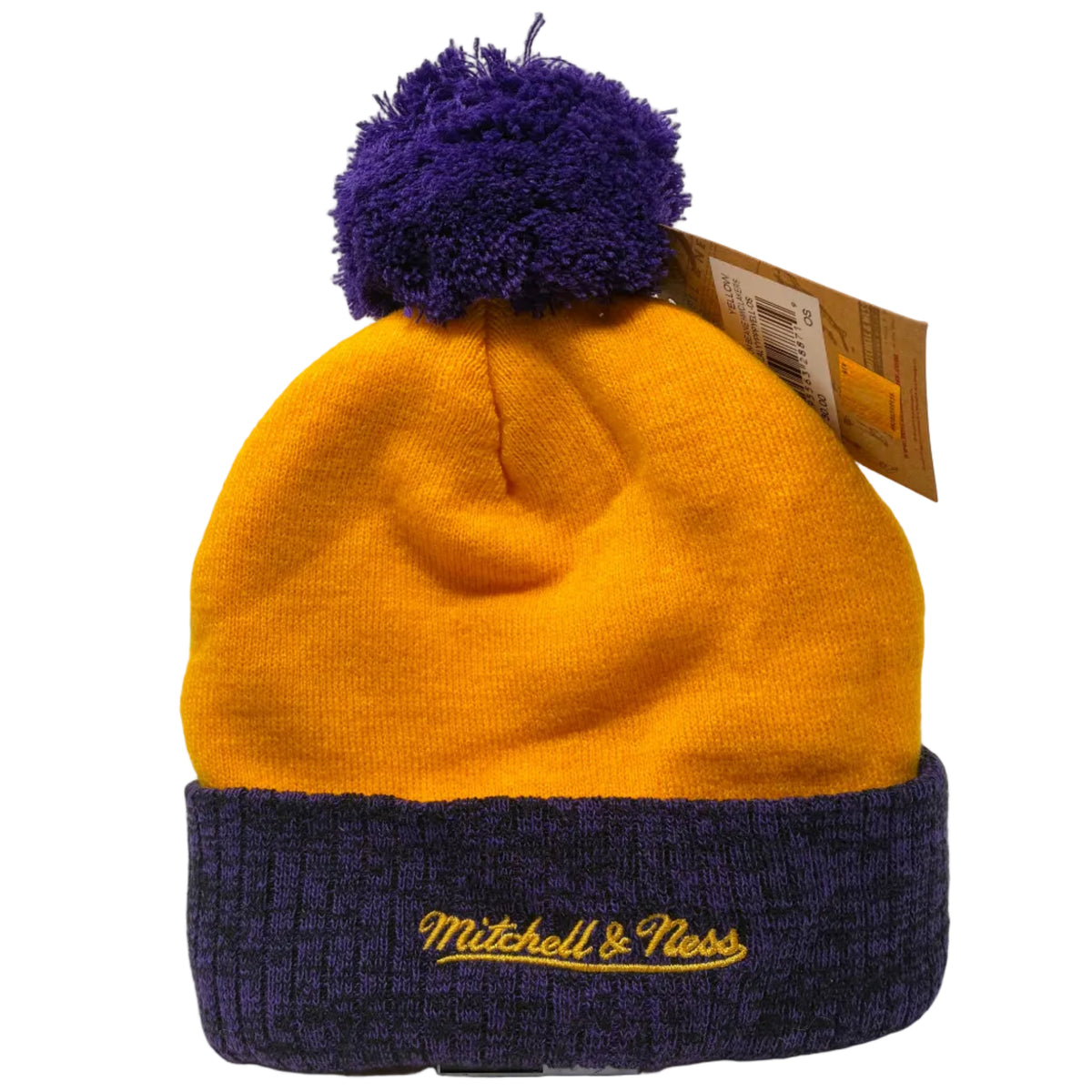 NBA Mitchell & Ness Lakers Two Tone Pom Beanie Yellow/Purple HWC OSFA