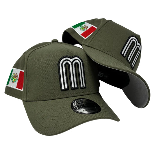 9Forty Mexico Faded Green Black/White M Flag Cap- Gray UV