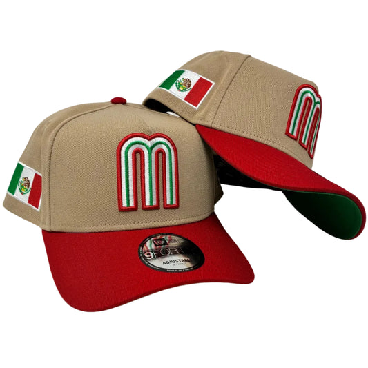 9Forty Mexico World Baseball Classic Camel Red 2 Tone Mexican Flag SP A-Frame Snapback Cap
