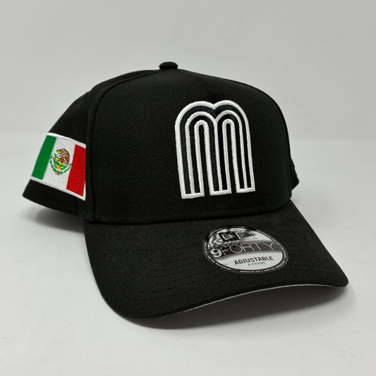 9Forty A-Frame Snapback Mexico World Baseball Classic Black/Black Cap- Grey UV