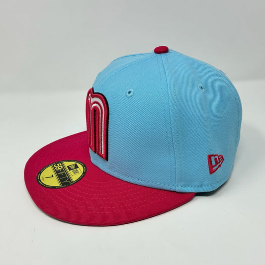 New Era 59Fifty Mexico Cap Light Blue and Magenta