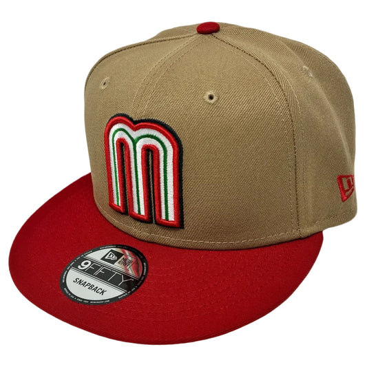New Era 9Fifty Mexico World Baseball Classic Hat Tan/Red