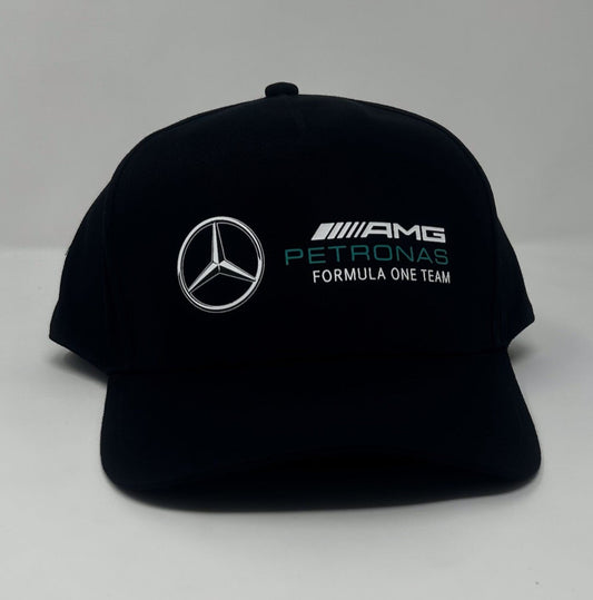 Gorra de piloto negra de Fórmula 1 Mercedes Benz Petronas AMG