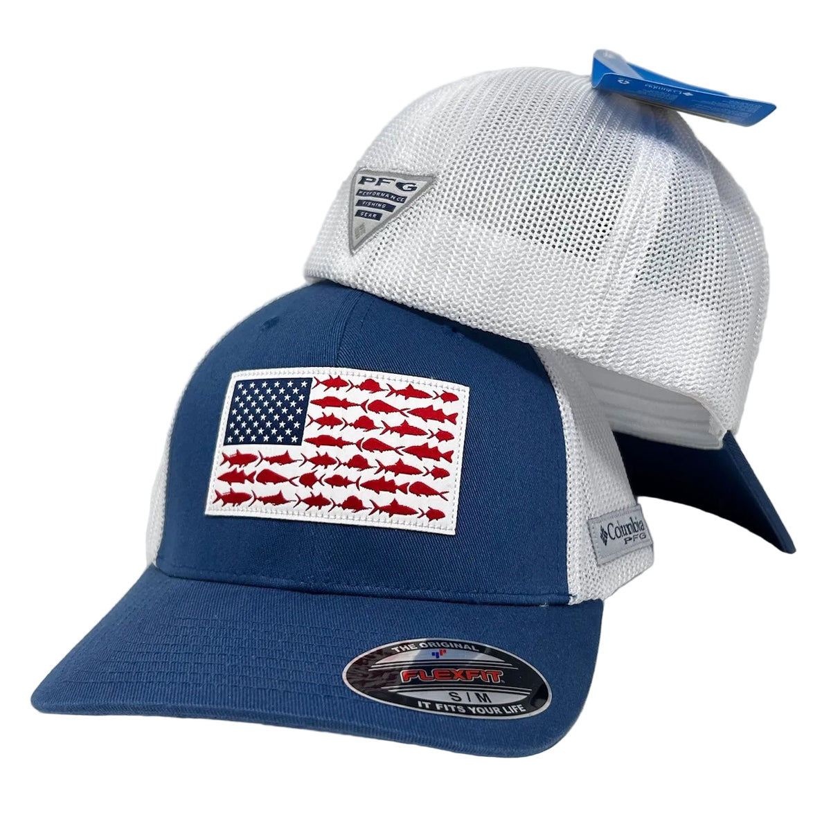 PFG Mesh Fish Flag Ball Cap Blue/White