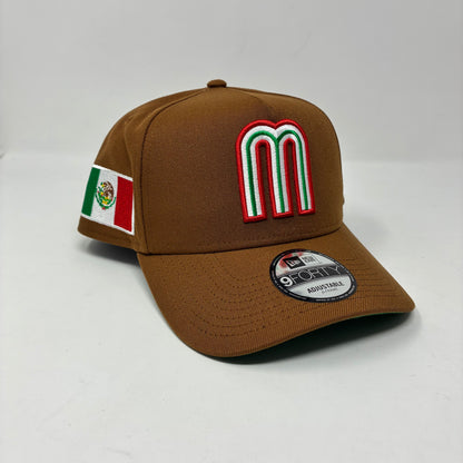 9Forty Mexico Bronze Brown Mexico Flag Cap- Green UV