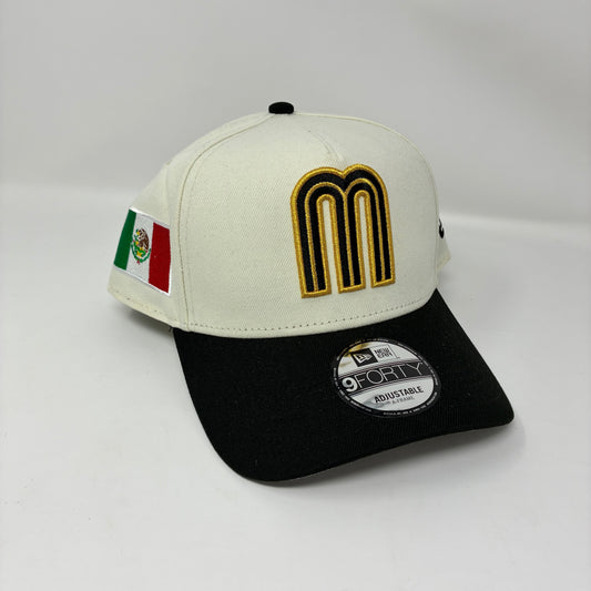 9Forty A-Frame Snapback Mexico World Baseball Classic W/ Flag Chrome/Black - Gray UV Cap