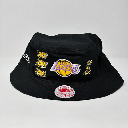 NBA Mitchell & Ness Lakers Reversible Black Bucket Hat HWC