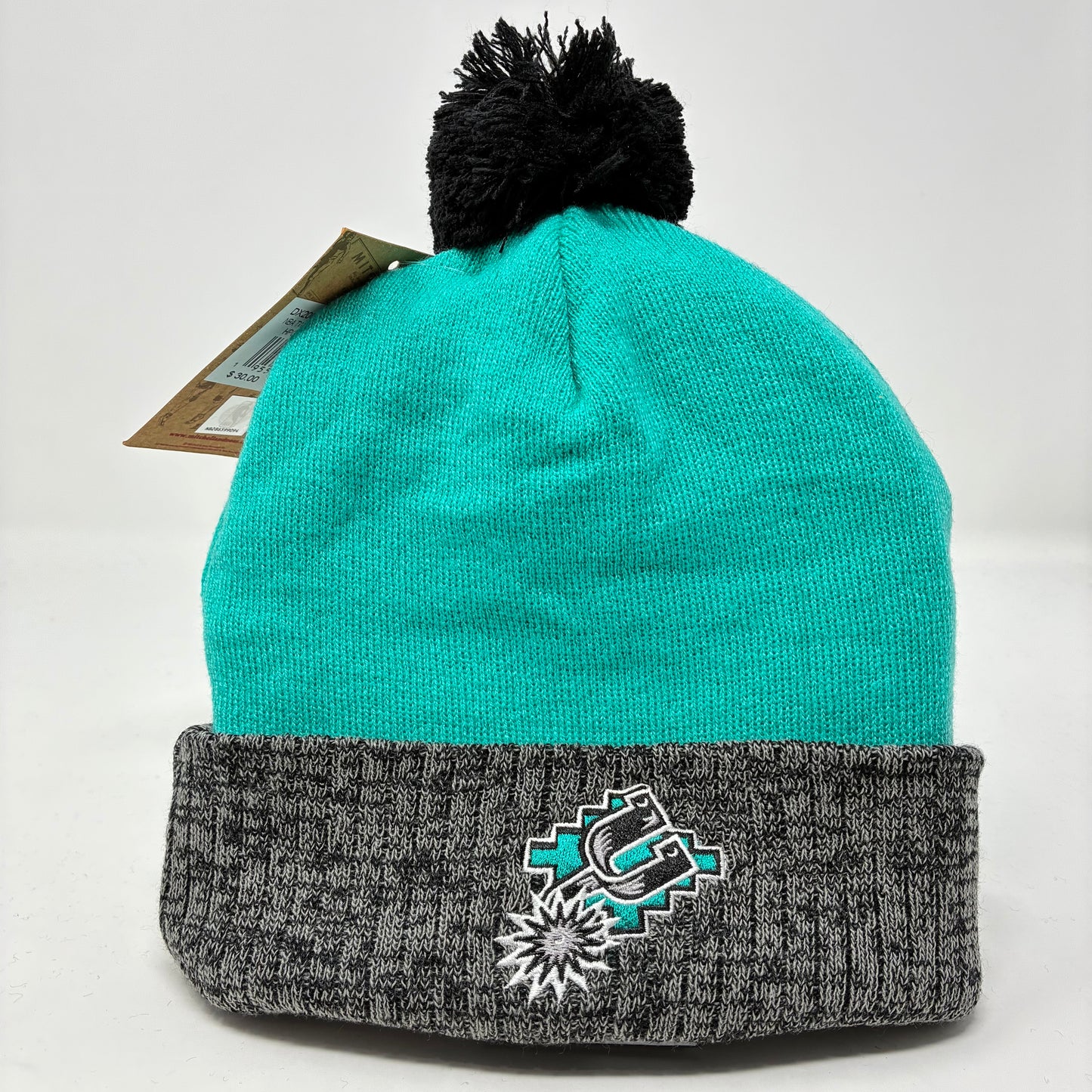 NBA Mitchell & Ness Two Tone Pom Beanie HWC Spurs OS