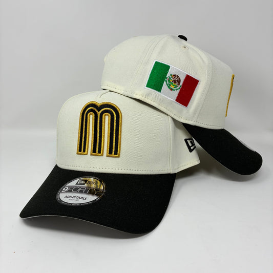 9Forty A-Frame Snapback Mexico World Baseball Classic W/ Flag Chrome/Black - Gray UV Cap