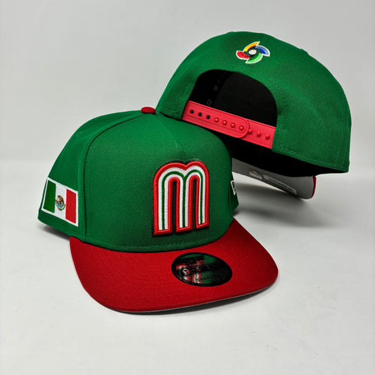 9Fifty Mexico World Baseball 2026 A-Frame SnapBack Green/Red Cap- Gray UV