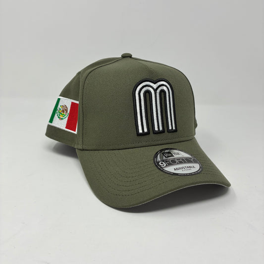 9Forty Mexico Faded Green Black/White M Mexico Flag Cap- Gray UV