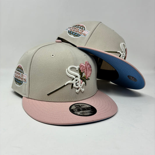 9Fifty Chicago White Sox 2005 WS Stone/Pink Rogue Cap- Icy Blue UV