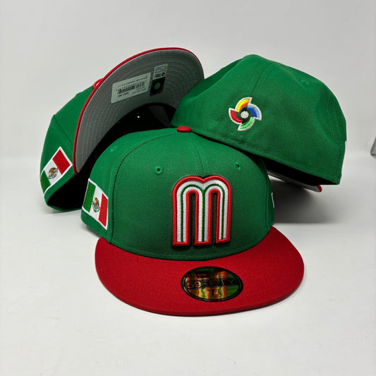 59Fifty Mexico World Baseball Classic On-field 2T Green/Red Cap- Grey UV