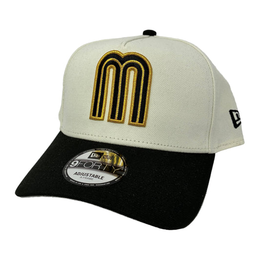 9Forty A-Frame Snapback Mexico World Baseball Classic W/ Flag Chrome/Black - Gray UV Cap