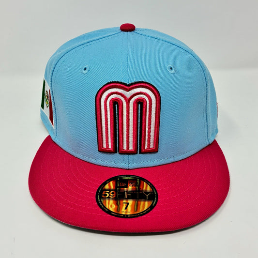 New Era 59Fifty Mexico Cap Light Blue and Magenta