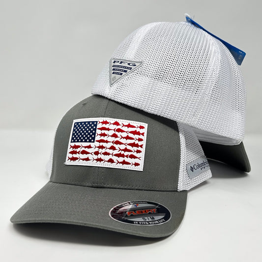 PFG Mesh Fish Flag Ball Cap Gray/White