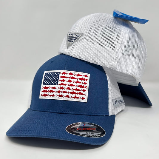 PFG Mesh Fish Flag Ball Cap Blue/White
