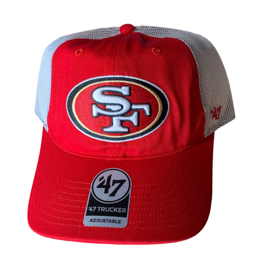 San Francisco 49ers '47 Brand Red Trucker Adjustable Snapback Hat - Cardo Caps